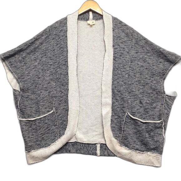 Joh Apparel Gray Ivory Cardigan Distressed Pockets Oversized Size M/L - Picture 1 of 6